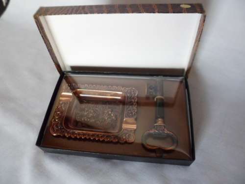Copper Detailed Ashtray with Bottle Opener in original Box