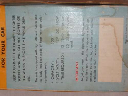 Vintage 1950s AUTO MOBILE COFFEE / TEA MAKER & CUP Plugs Into Car