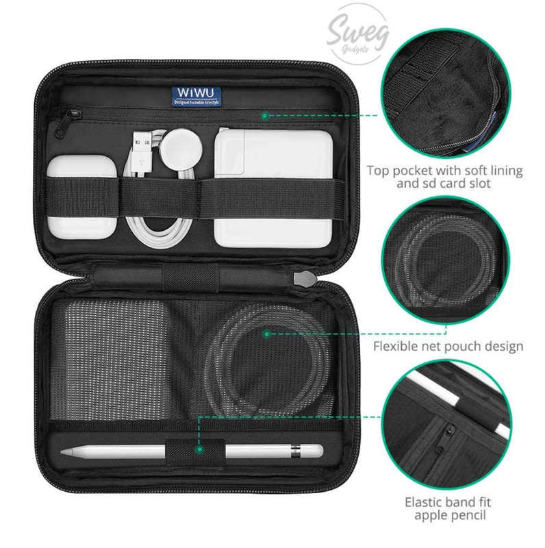 SWEG Gadgets Premium MacBook Mate Travel & Cable Organiser Black