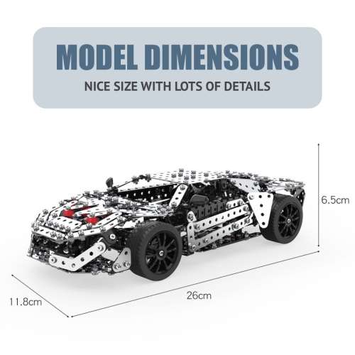 Stainless Steel 867 pc Model Sports Car Construction Kit