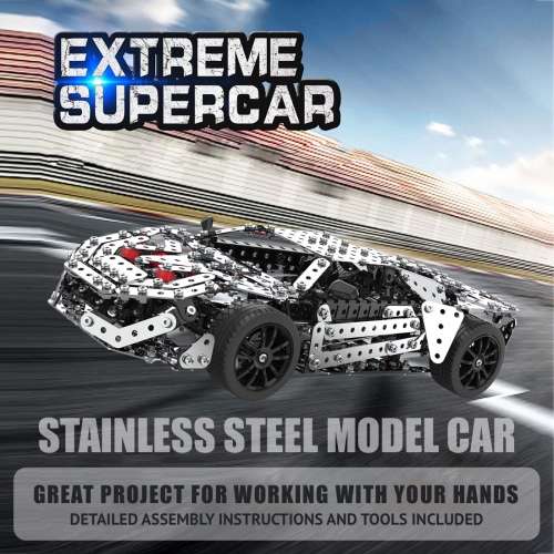 Stainless Steel 867 pc Model Sports Car Construction Kit