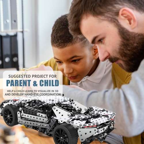 Stainless Steel 867 pc Model Sports Car Construction Kit