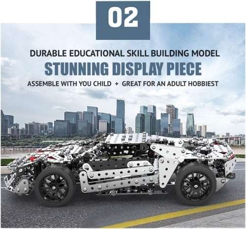 Stainless Steel 867 pc Model Sports Car Construction Kit