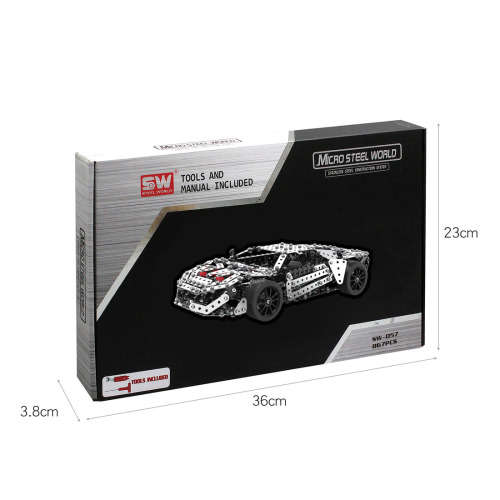 Stainless Steel 867 pc Model Sports Car Construction Kit