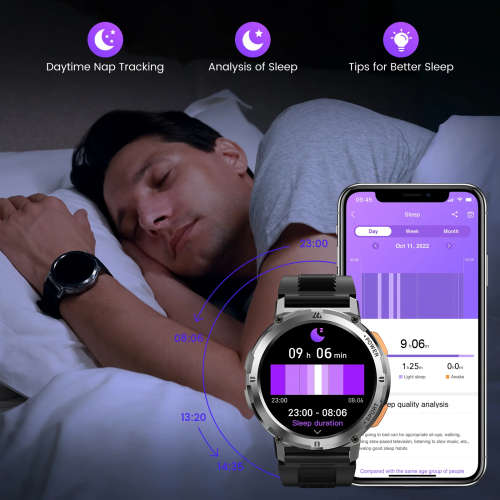 KOSPET TANK T2 Tough Rugged Smartwatch Activity Tracker with AMOLED Screen - Black