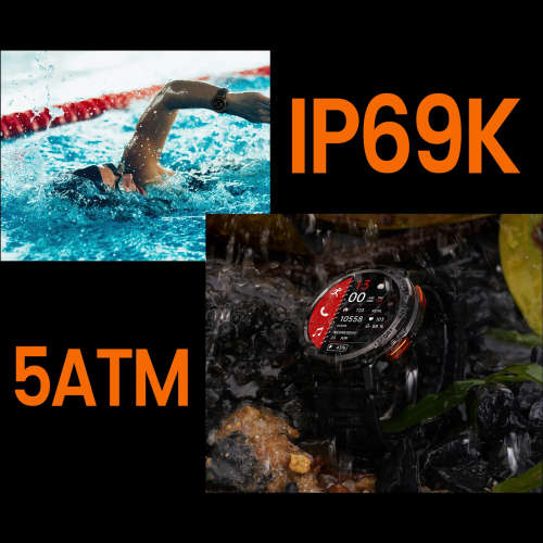 KOSPET TANK T2 Tough Rugged Smartwatch Activity Tracker with AMOLED Screen - Black