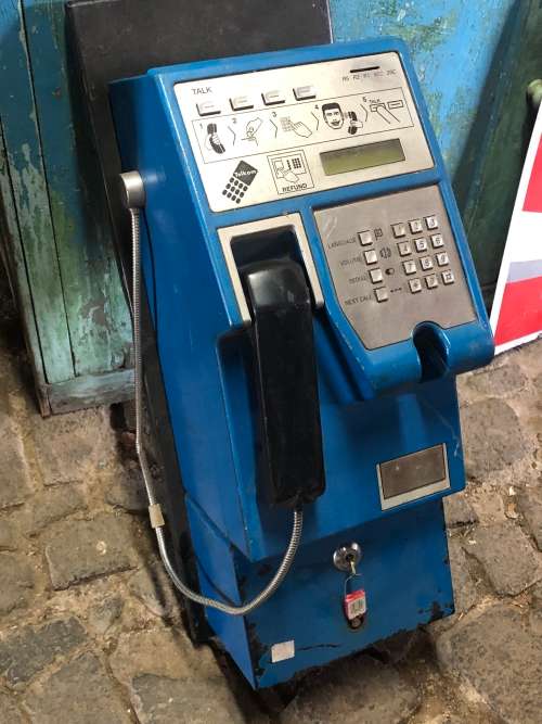 VINTAGE BLUE TELKOM WALL MOUNTED PAY PHONE