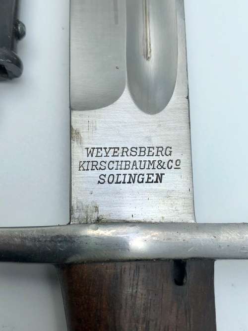 BB3) ARGENTINE MAUSER 1909 BAYONET MAKER WEYERSBERG KIRSCHBAUM & CO SOLINGEN MATCHING NUMBERS