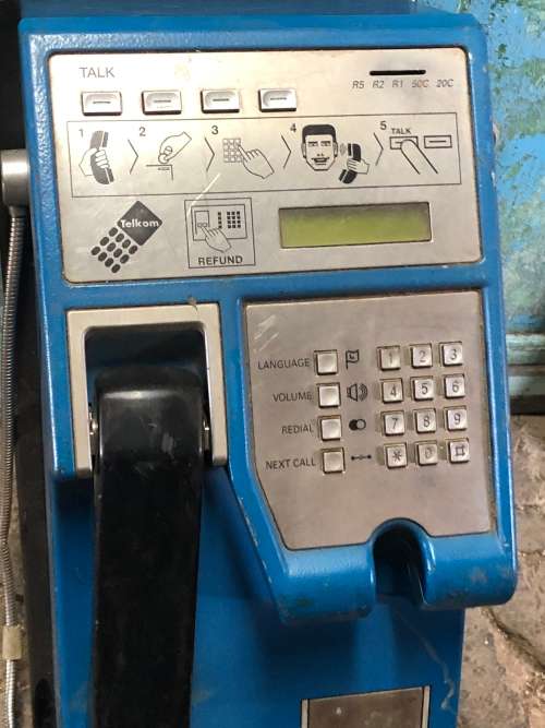 VINTAGE BLUE TELKOM WALL MOUNTED PAY PHONE