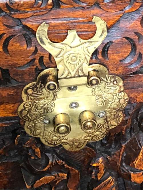 CHINESE CARVED CAMPHOR WOOD KIST