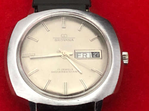 VINTAGE GROVANA 17 JEWELS SHOCK RESISTANT MANUAL WATCH