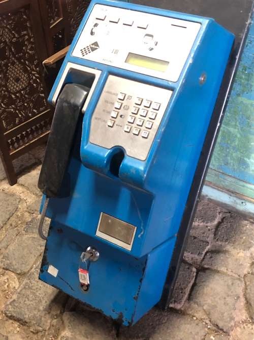 VINTAGE BLUE TELKOM WALL MOUNTED PAY PHONE