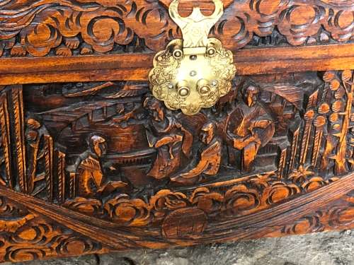 CHINESE CARVED CAMPHOR WOOD KIST