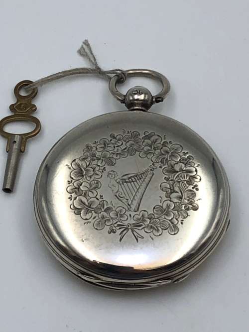 ENGRAVED SILVER (LONDON 1860) KEY WOUND POCKET WATCH-CP PERKS KINGWILLIAMSTOWN-