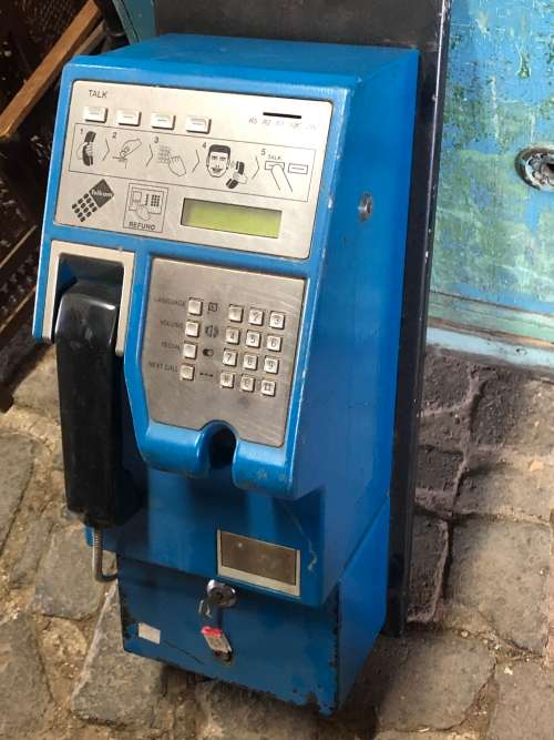 VINTAGE BLUE TELKOM WALL MOUNTED PAY PHONE
