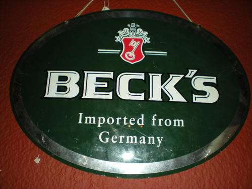 GREEN BECK'S BEER ADVERTISING SIGHN IN METAL