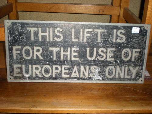CAST METAL ''EUROPEANS ONLY SIGN'' - ''GEM FROM THE APARTHEID ERA''