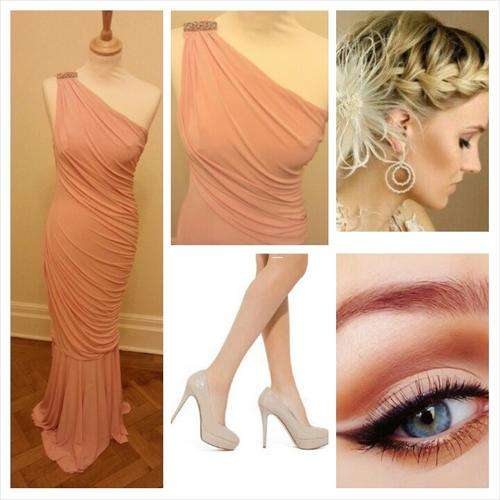 PEACH SILK JERSEY ONE SHOULDER DRESS