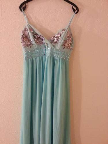 PALE BLUE FLOOR LENGTH DRESS SIZE 14