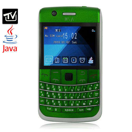 Green T9900 Quad Band Four SIM Four Standby Wifi JAVA TV Phone