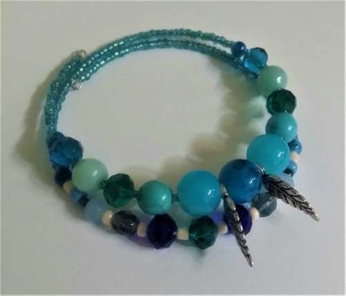 Spiral  Wrap Heart and Throat Chakra Bracelet
