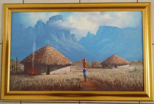 Beautiful Hansie Potgieter Oil on Board - 1040cmx68cm Framed