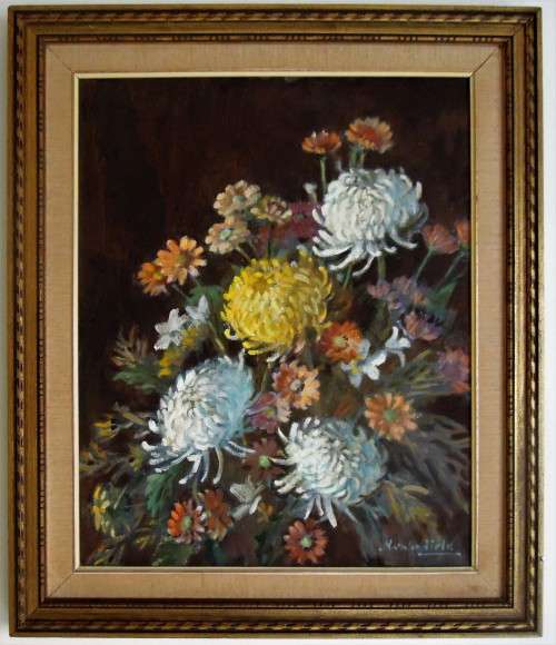 Lovely Natalie Field Oil on Board Still Life Painting - 85cmx70cm Framed