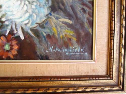 Lovely Natalie Field Oil on Board Still Life Painting - 85cmx70cm Framed