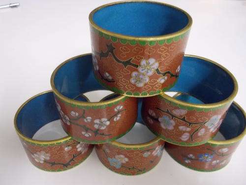 Set of 6 Cloisonne Serviette Rings