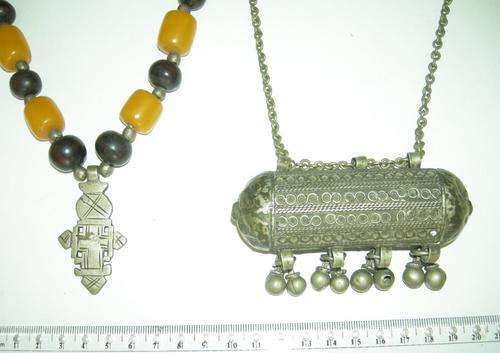 Oman Silver Necklace and Ethiopian Amber and Silver Cross