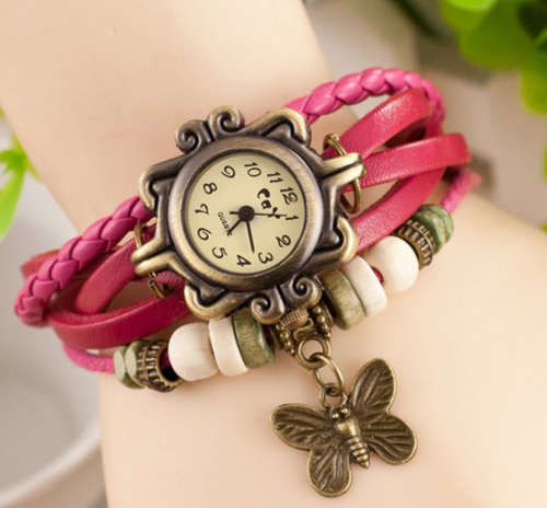 Genuine Leather Vintage style Watch - Butterfly