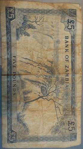 Old Zambian 5 Pound Note