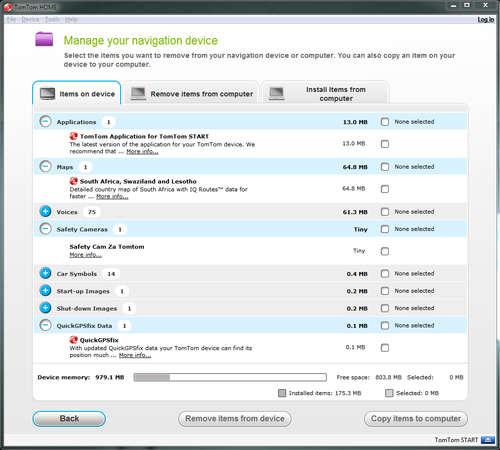 TomTom START Classic GPS - Items on Device