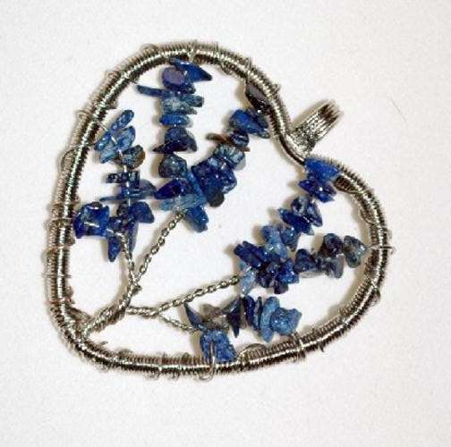 **** STUNNING LAPIS LAZULI WIRE TREE WRAP PENDANT