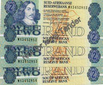*** X3  3RD Issue Replacements Two Rand Bank Notes ***