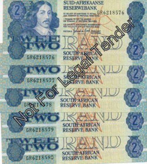 *** X5 in Sequence  3RD Issue GR Two Rand Bank Notes ***