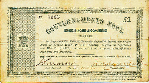A ZAR 1900 Gouvernements Een Pond Noot