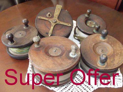 Special offer !!! X5 Antique Brass and Wooden Reels Super Rare !!! At Crazy R1 Start !!!