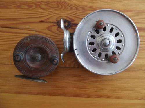 Two Vintage Reels - X1 Stainless Steel Fuji Reel and & X1 Antique Wood & Braas Reel