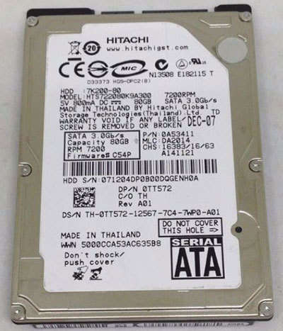 SEAGATE/ HITACHI / TOSHIBA  *80GB* 2.5" LAPTOP  SATA HARD DRIVE