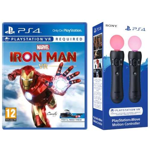 [BARGAIN] SONY PLAYSTATION MOVE CONTROLLER (TWIN PACK)+ MARVEL IRON MAN VR GAME BUNDLE FOR PS4 / NEW
