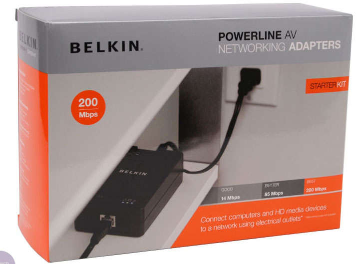 BELKIN POWERLINE AV NETWORKING PLUG {USE ELECTRICAL WIRING TO TRANSMIT INTERNET, MEDIA STREAM}
