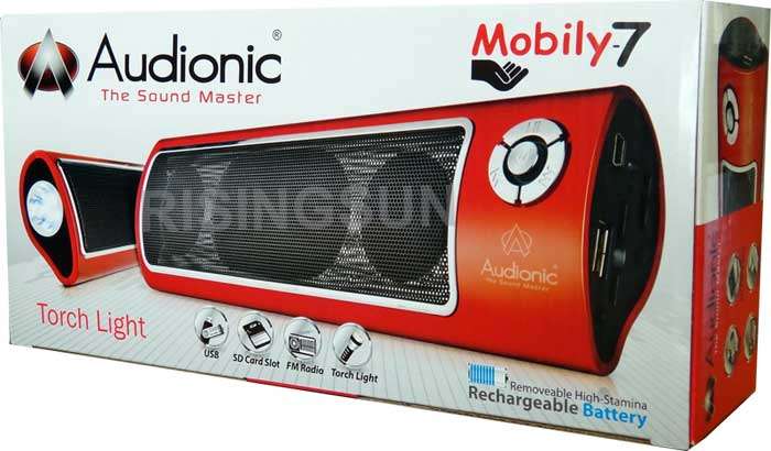 AUDIONIC *MOBILY 7* PORTABLE SPEAKER WITH BUILTIN MP3 PLAYER, FM RADIO, TORCH CARD READER, USB (NEW)