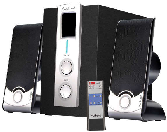 AUDIONIC *MAX5 ULTRA* 2200W PMPO SPEAKERS WITH BUILTIN FM RADIO, REMOTE (NEW)