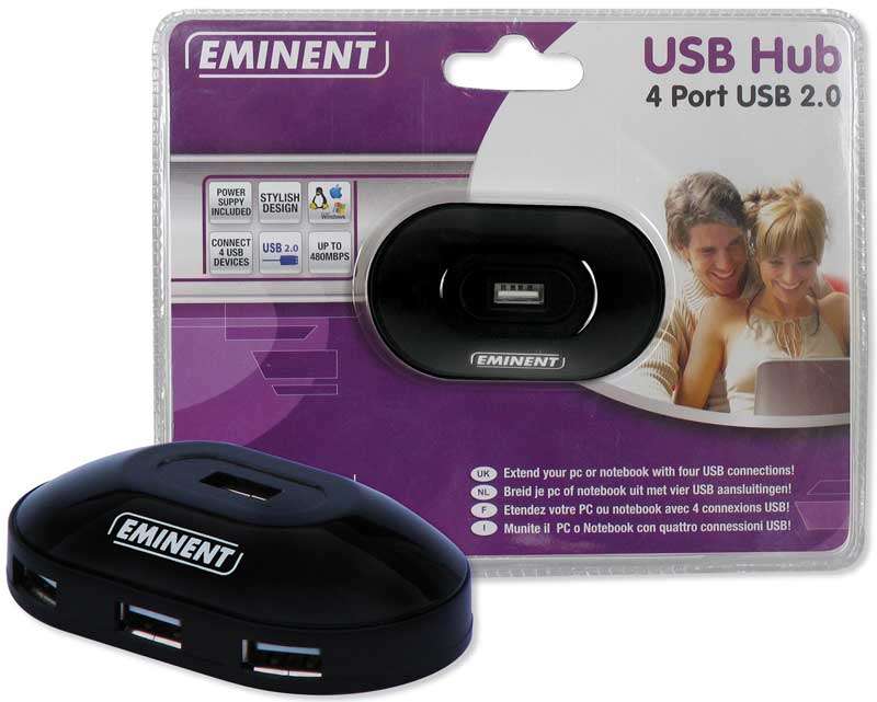 EMINENT High Quality 4 Port USB Hub with Power Supply (Brand New)
