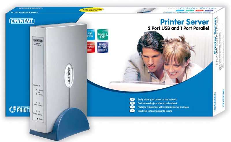 EMINENT High Quality Printer Server 2 USB and 1 Parallel Ports (Brand New)