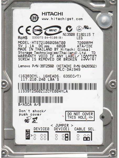 HARD TO FIND - HITACHI {{60GB}} 2.5" IDE HARD DISK