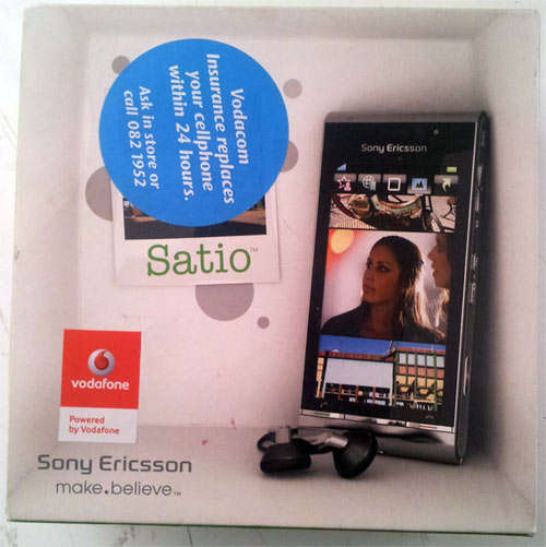 SONY ERICSSON SATIO U1, 12MP CAMERA, WIFI, GPS, WITH ACCESSORIES