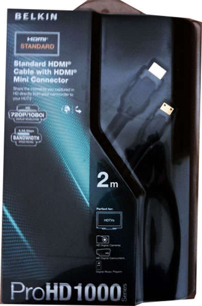 BELKIN STANDARD HDMI CABLE WITH HDMI MINI CONNECTOR (ProHD 1000series)