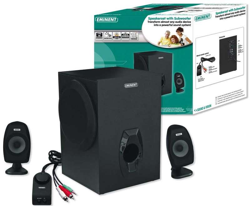 EMINENT HIGH QUALITY 2.1 CHANNEL SPEAKERS WITH WIRED REMOTE (BRAND NEW)